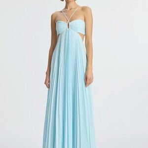 A.L.C. Moira Matte Pleated Dress In Aqua